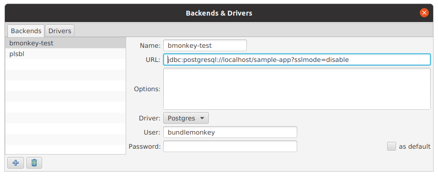 Backend configuration